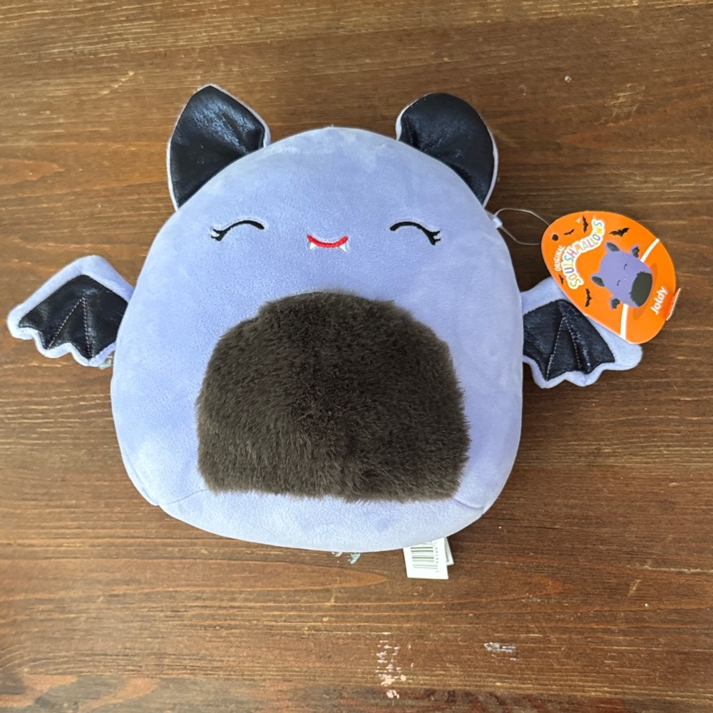 Squishmallows Purple Bat Plush with Black Belly and Wings
